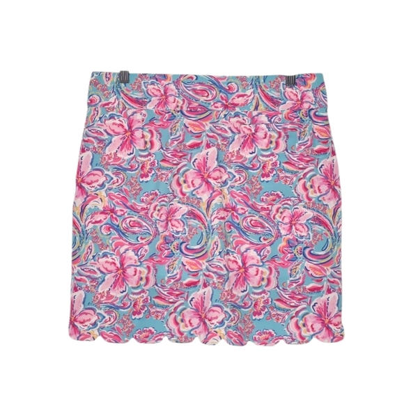 Stella Parker Pants - Stella Parker Pink & Blue Full Bloom Pattern Scalloped Hem Skort Size XL NWOT